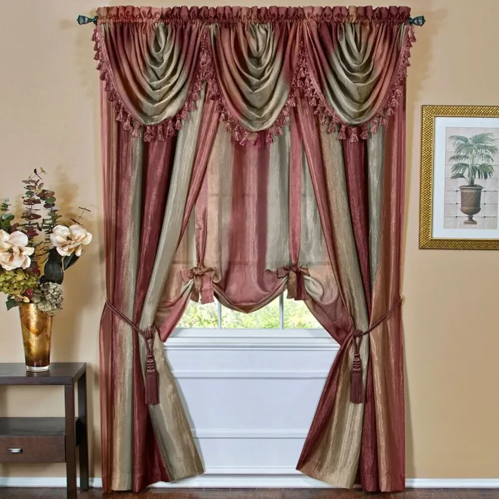 Achim Home Furnishing: Ombre Burgundy Striped Modern Window Curtain Panel : 50